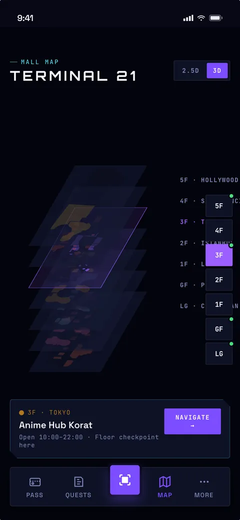 แอปแรลลี่: แผนที่ผังงานแบบสามมิติ